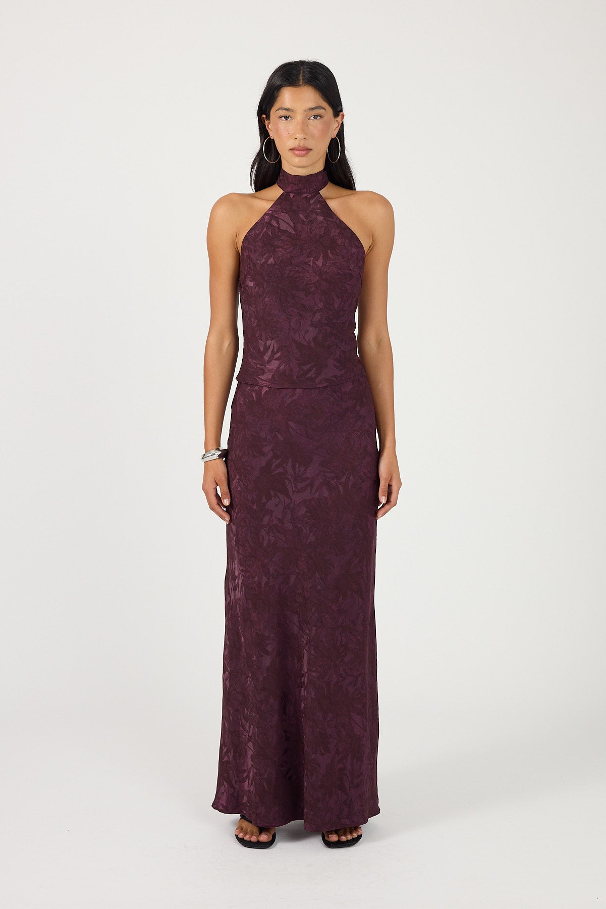 Perfect Stranger Ruelle Jacquard Maxi Skirt Plum
