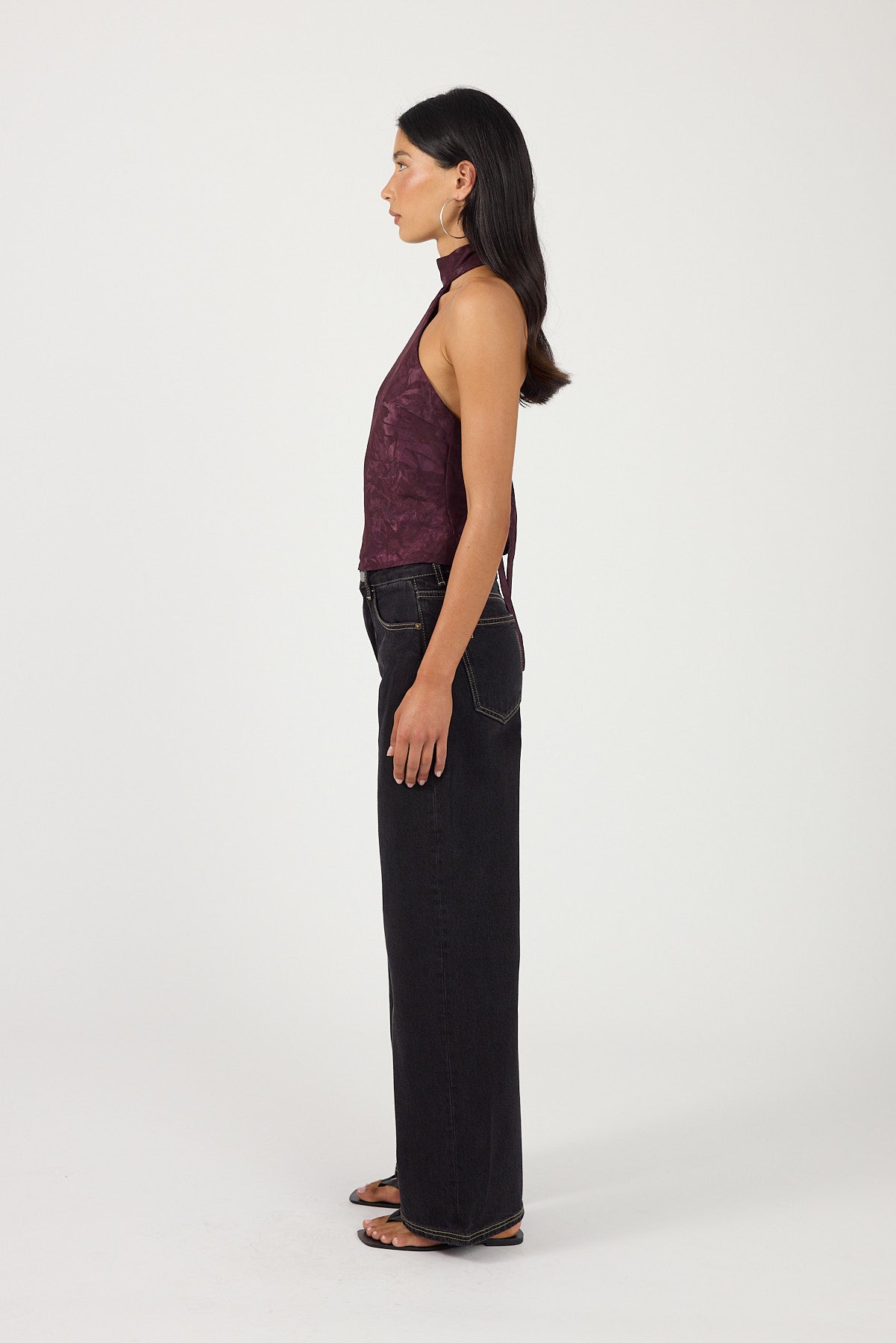 Perfect Stranger Ruelle Jacquard Halter Top Plum