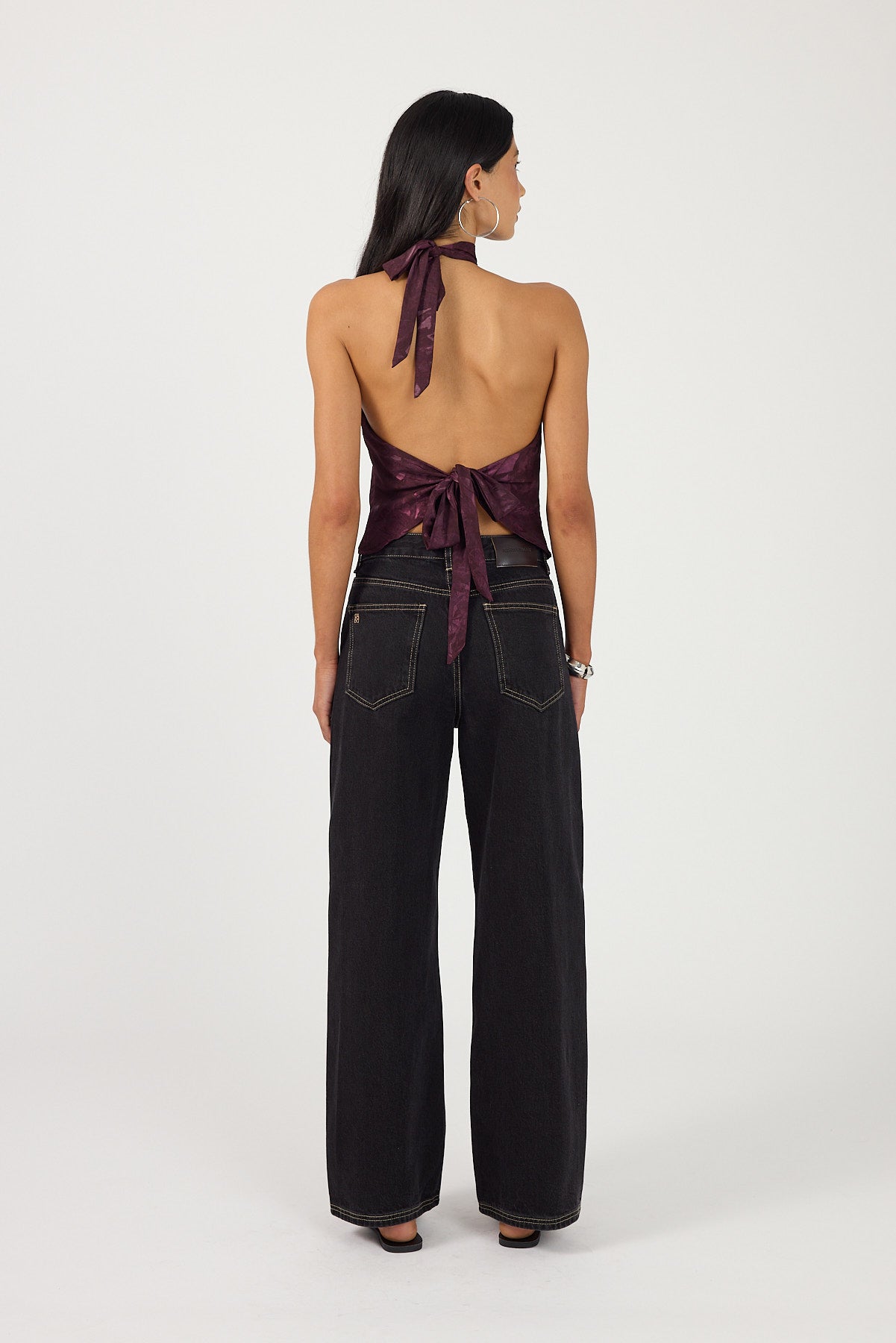 Perfect Stranger Ruelle Jacquard Halter Top Plum