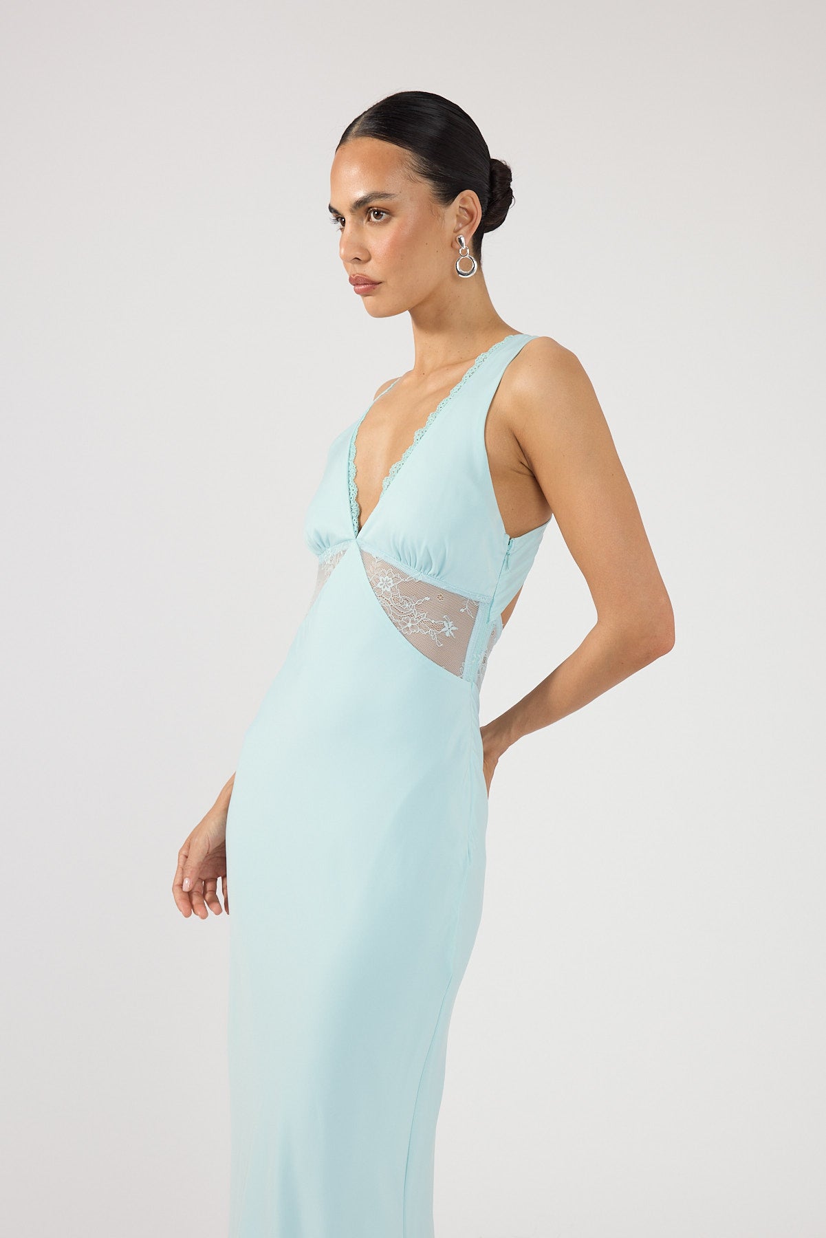Perfect Stranger Sol Lace Maxi Dress Seafoam