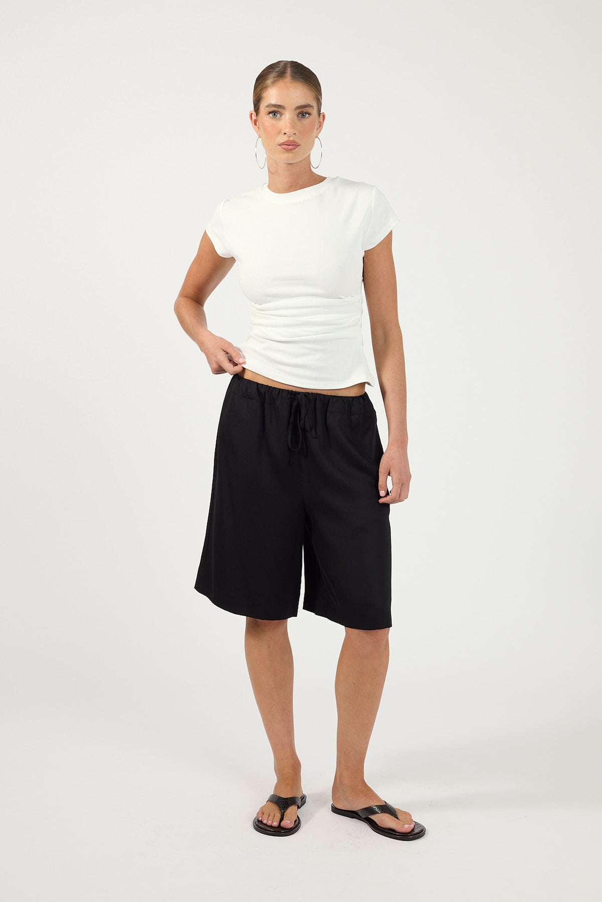 Perfect Stranger Ginie Drawcord Longline Short Black
