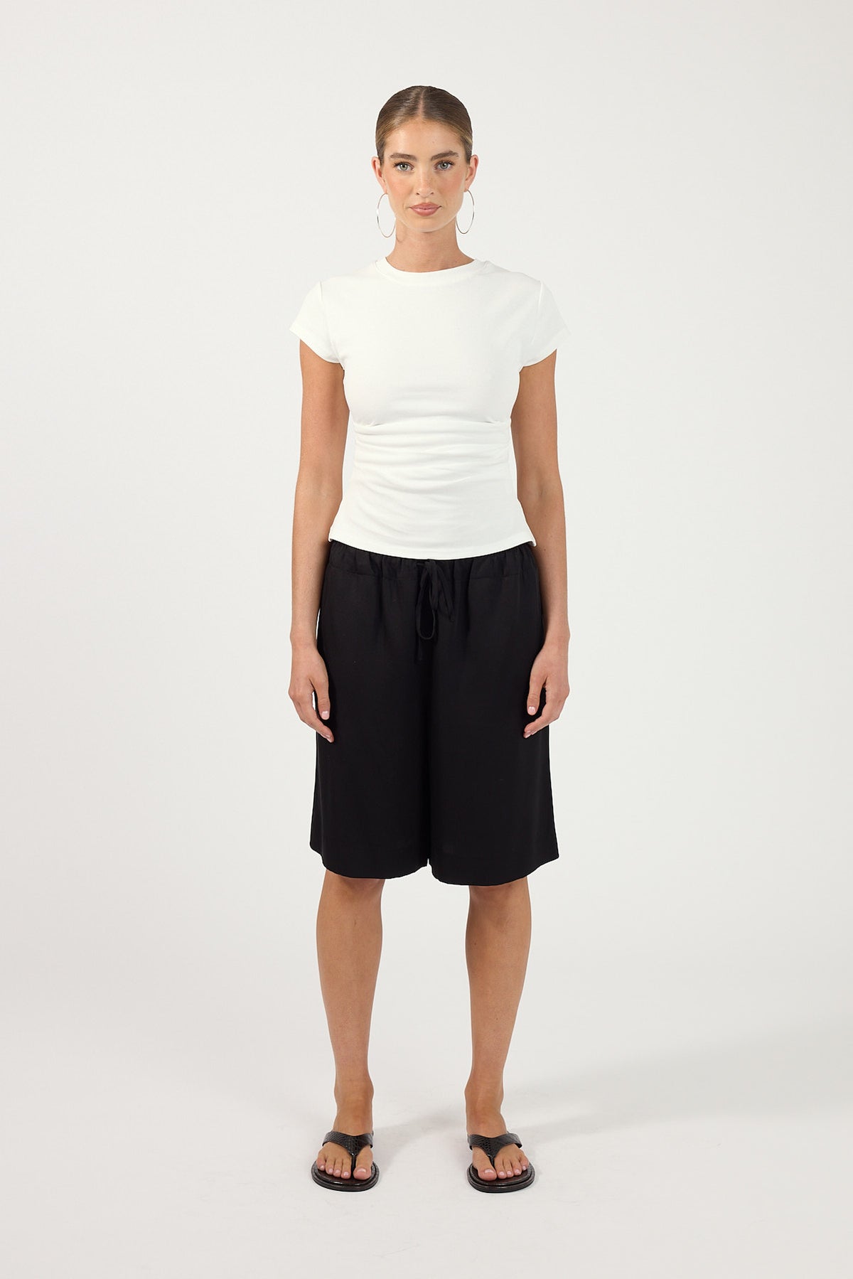 Perfect Stranger Ginie Drawcord Longline Short Black
