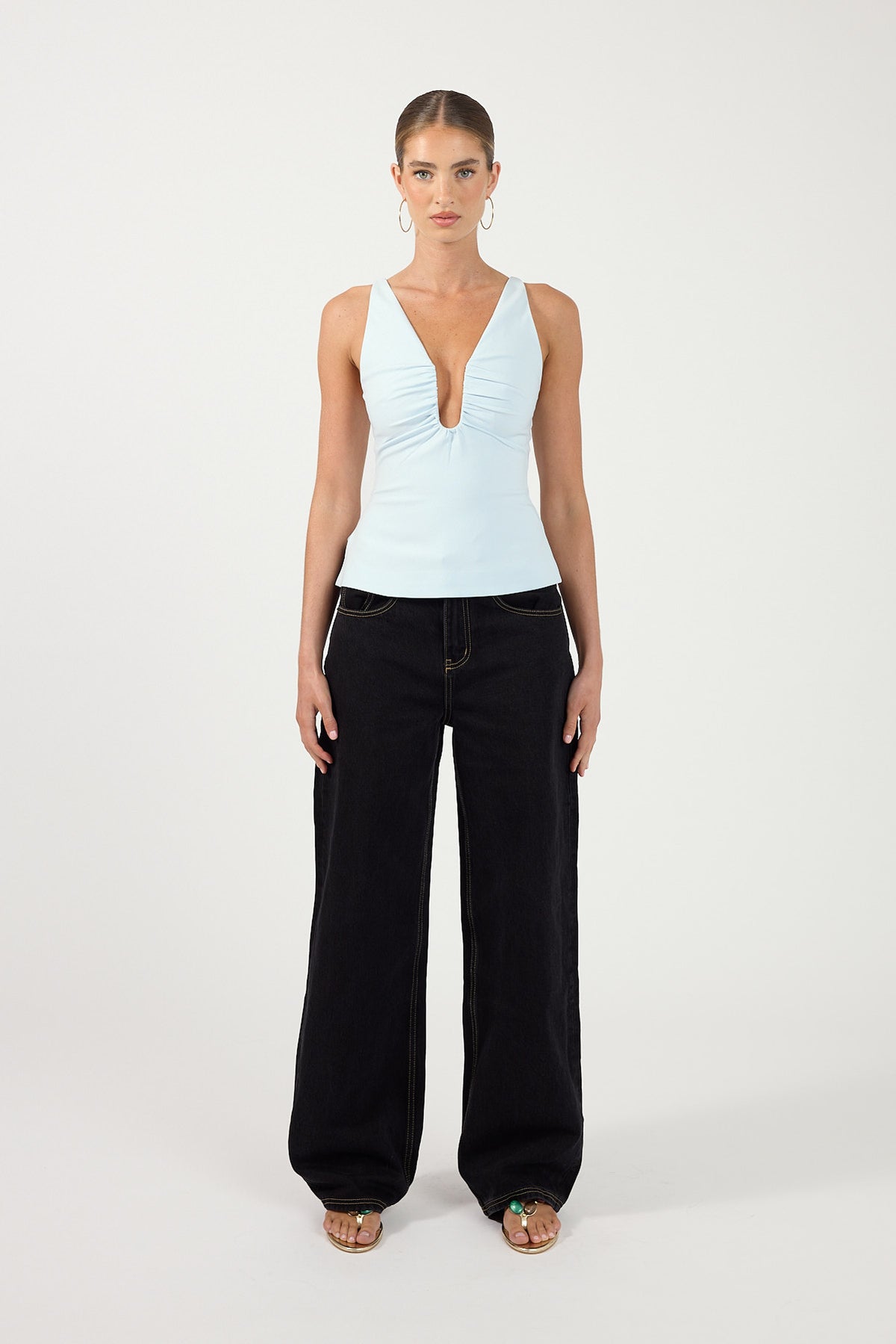 Perfect Stranger Alba Structured Top Light Blue