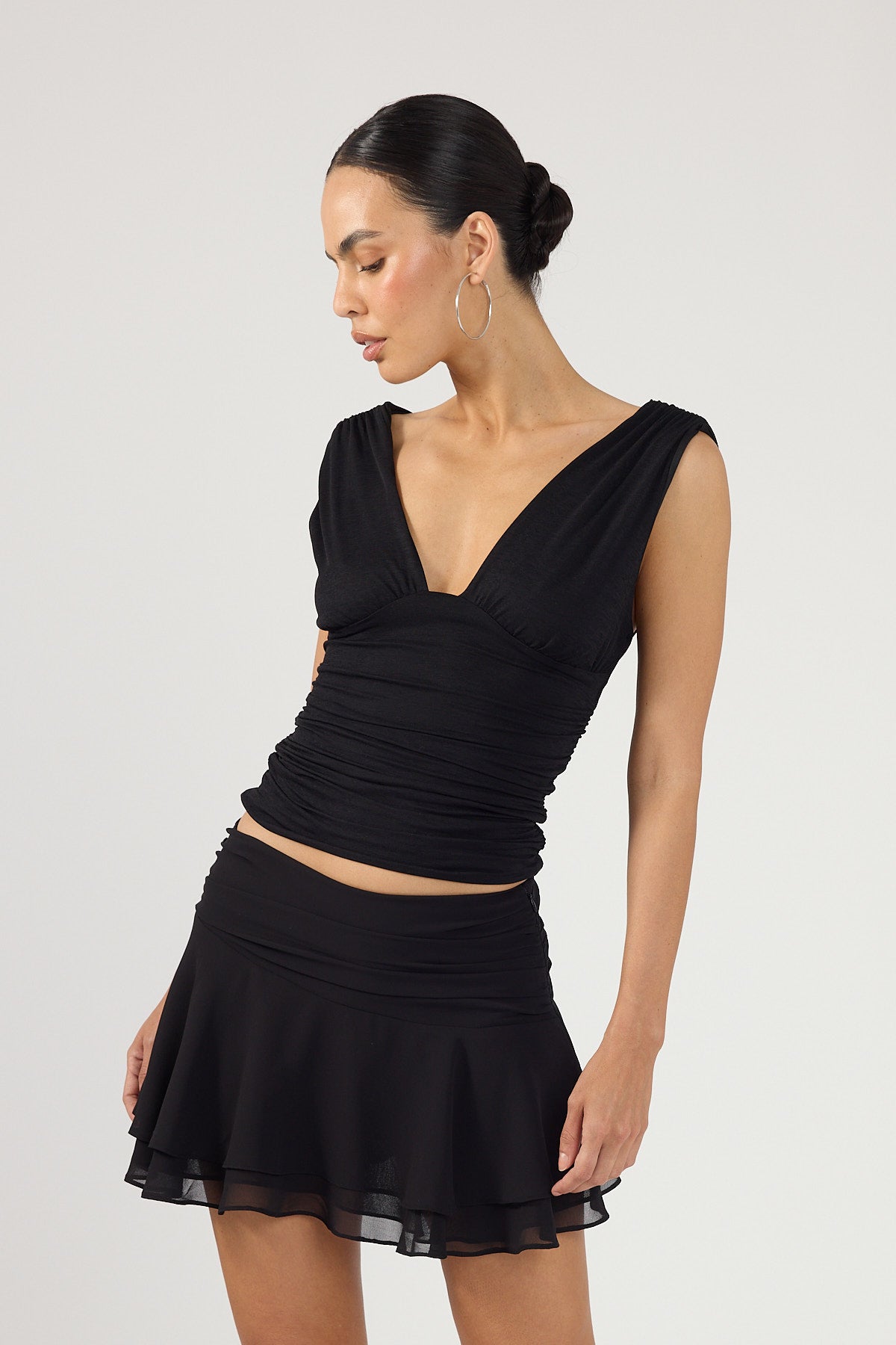 Perfect Stranger Rose Mini Skirt Black