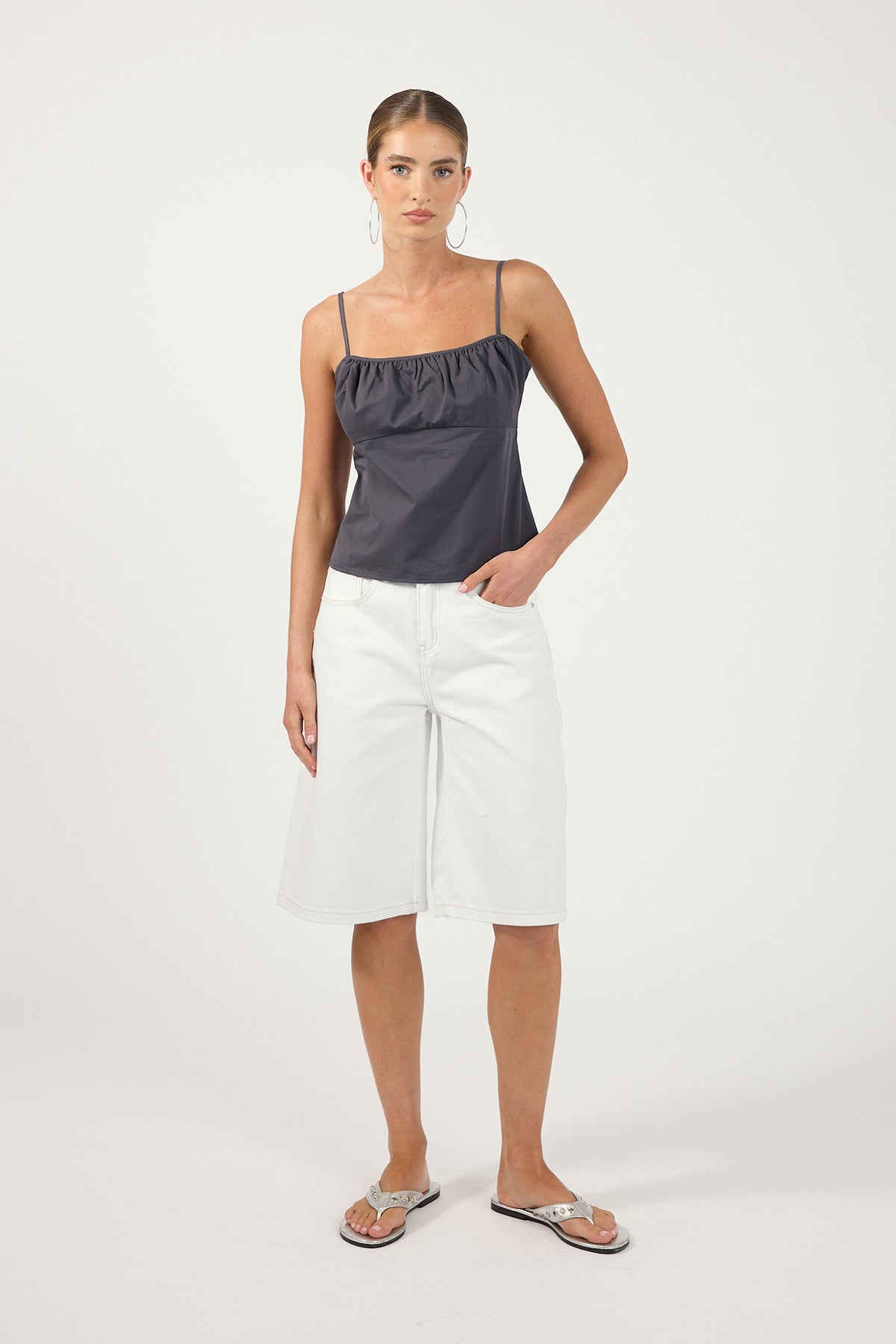 Perfect Stranger Talia Gathered Top Charcoal