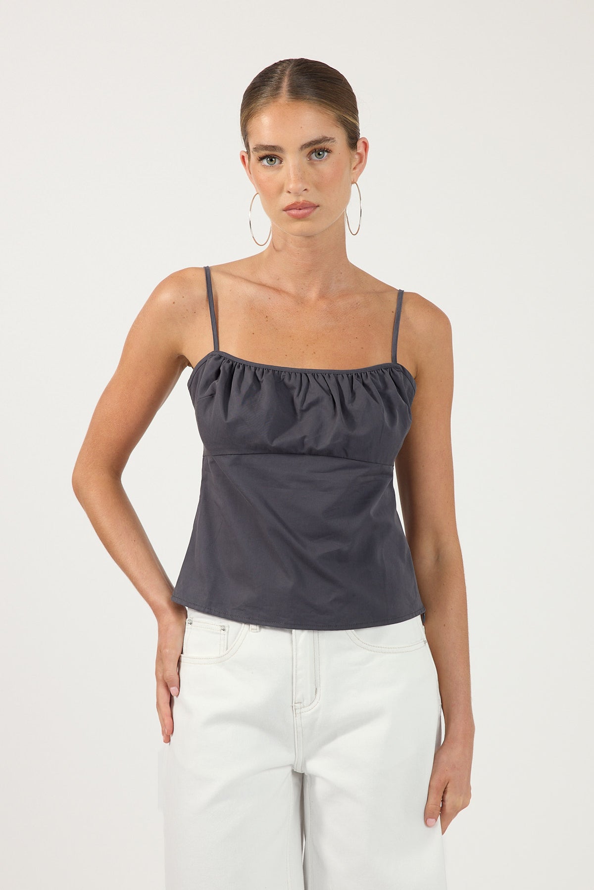 Perfect Stranger Talia Gathered Top Charcoal