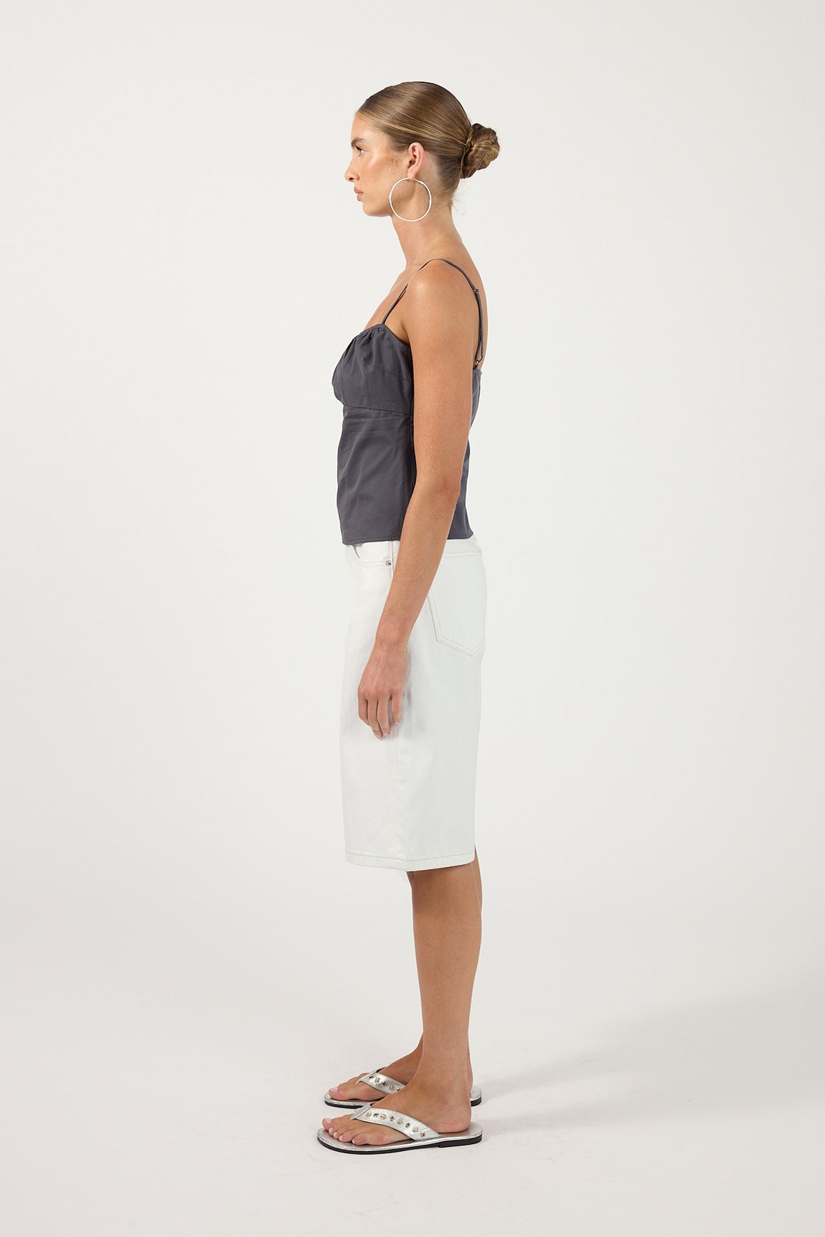 Perfect Stranger Talia Gathered Top Charcoal