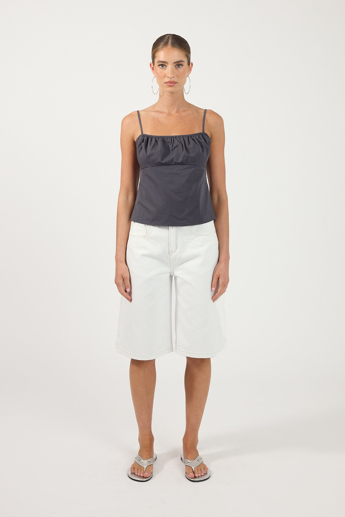 Perfect Stranger Talia Gathered Top Charcoal