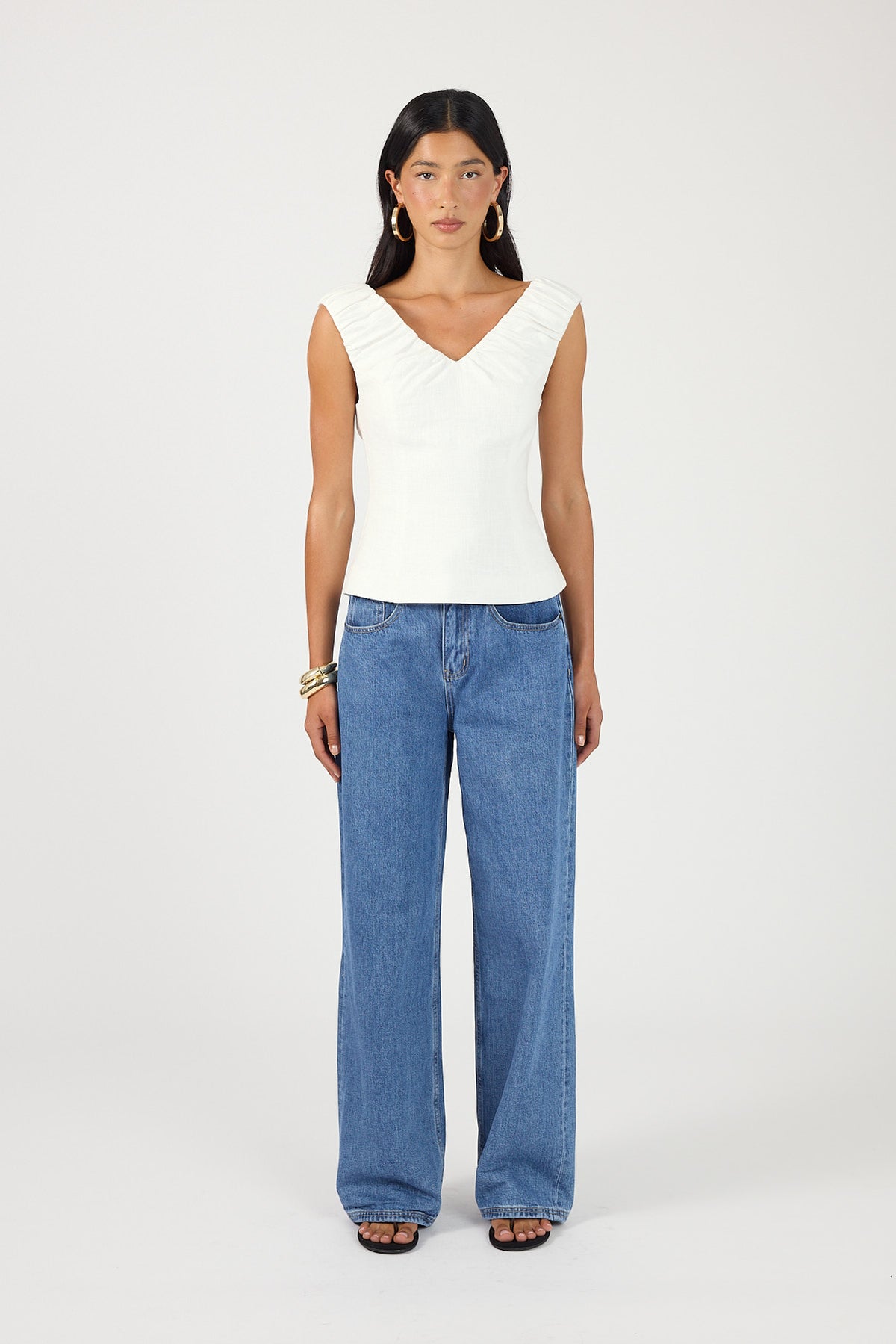 Perfect Stranger Adley Linen Top White