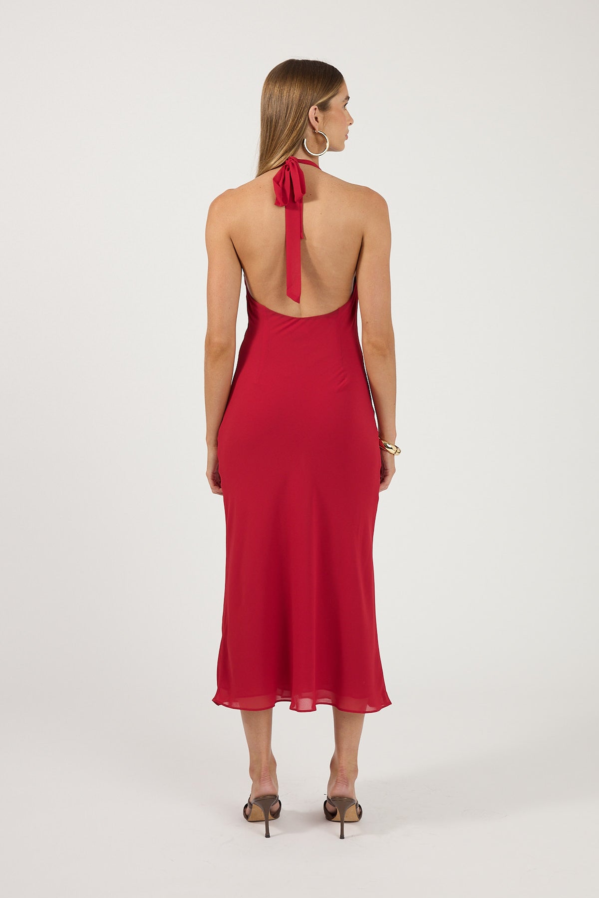 Perfect Stranger Alira Halter Midi Dress Red