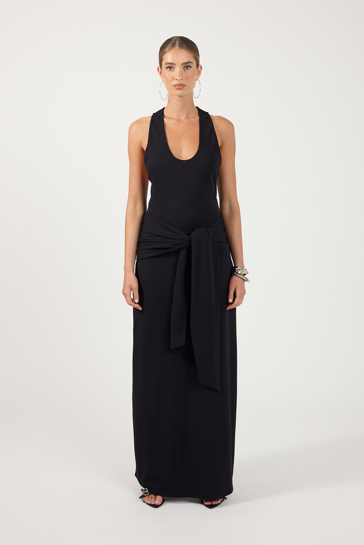 Perfect Stranger Veya Low Back Maxi Dress Black