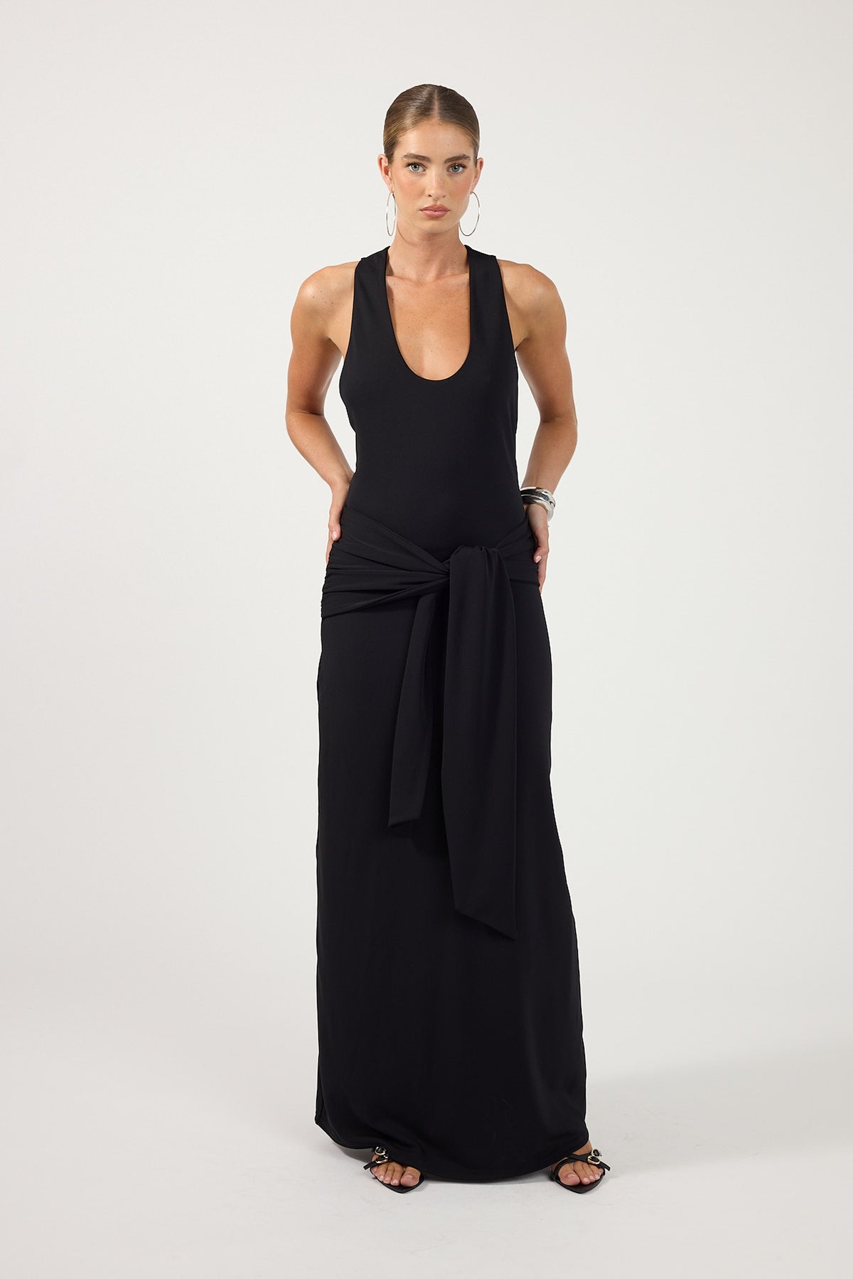 Perfect Stranger Veya Low Back Maxi Dress Black