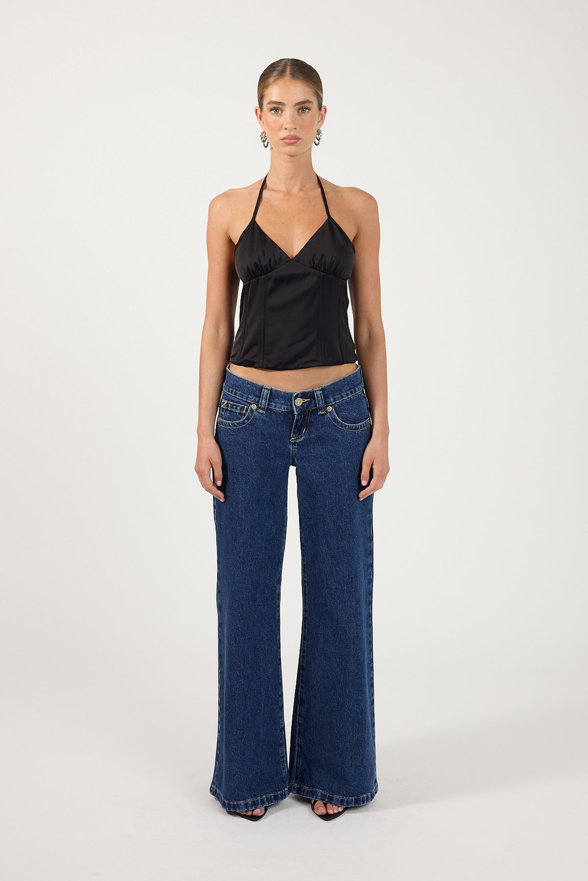 Perfect Stranger Lennox Satin Corset Top Black