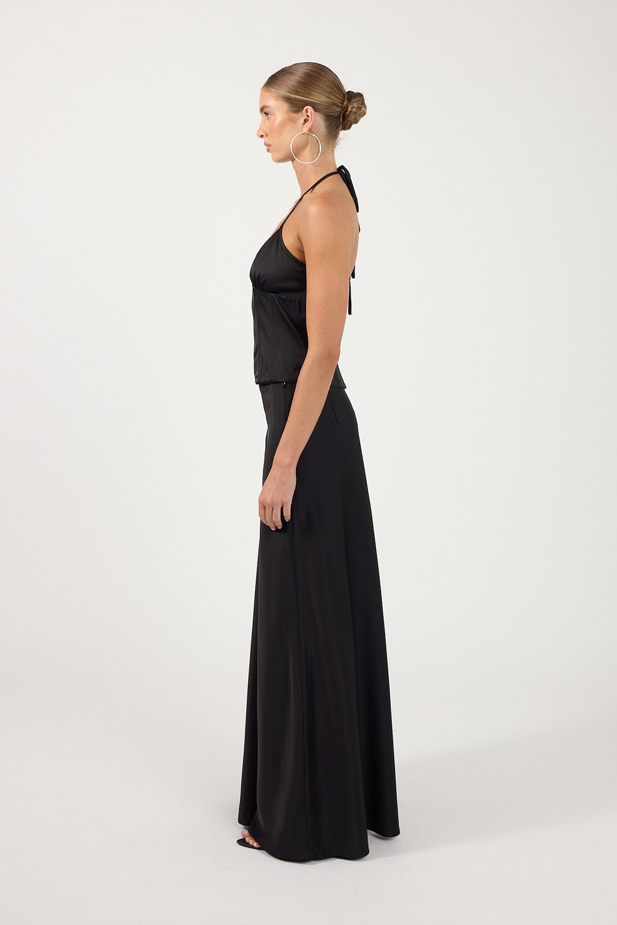 Perfect Stranger Lennox Satin Maxi Skirt Black
