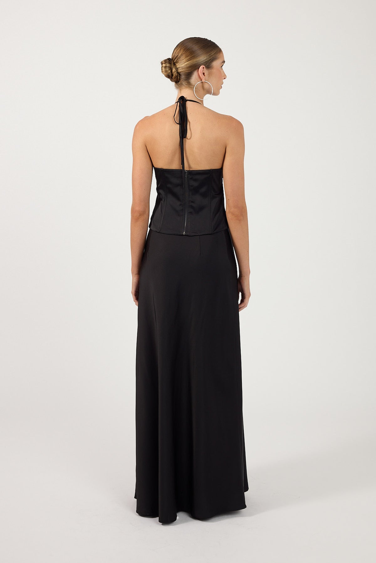 Perfect Stranger Lennox Satin Maxi Skirt Black