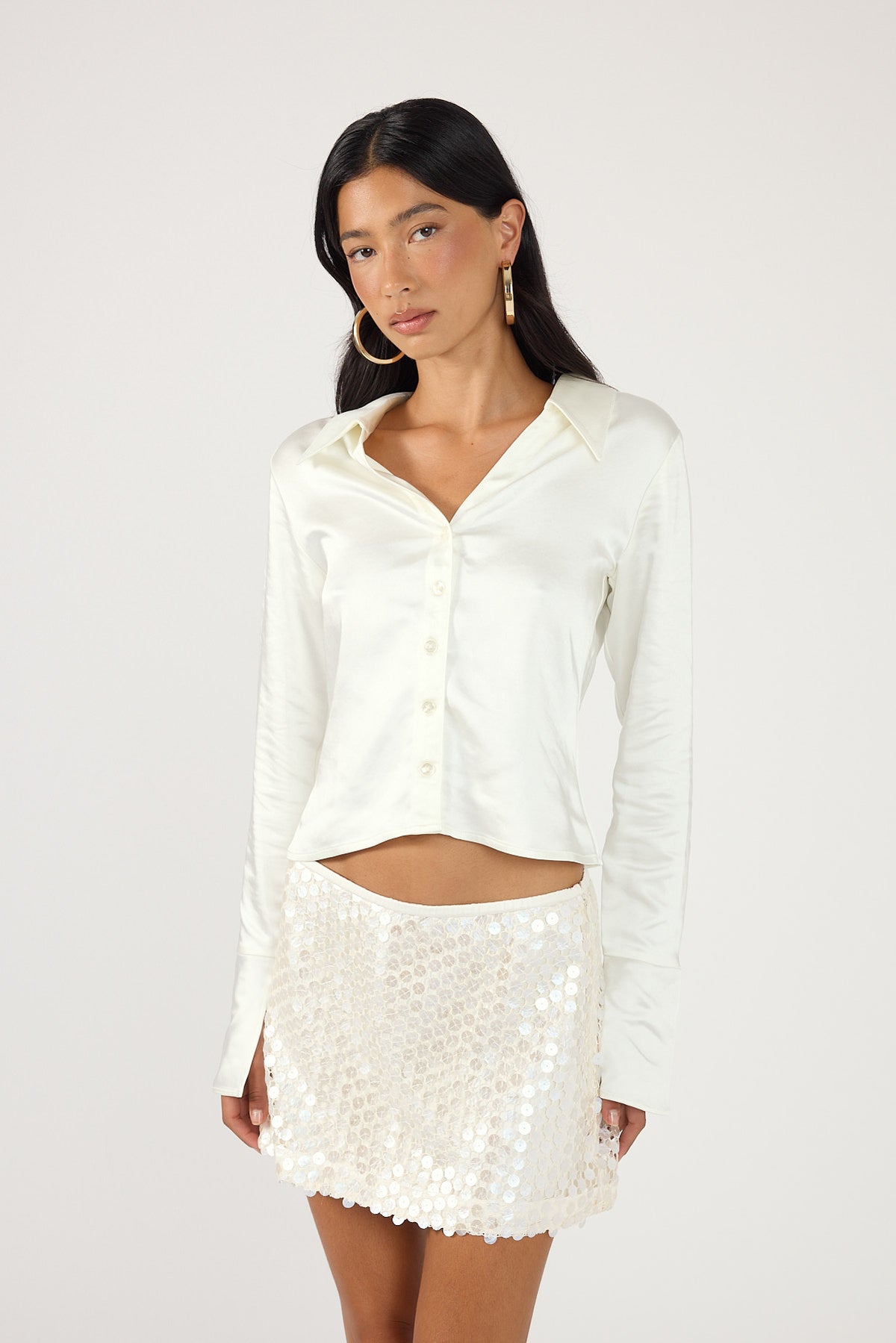 Perfect Stranger Cairo Sequin Mini Skirt Off White