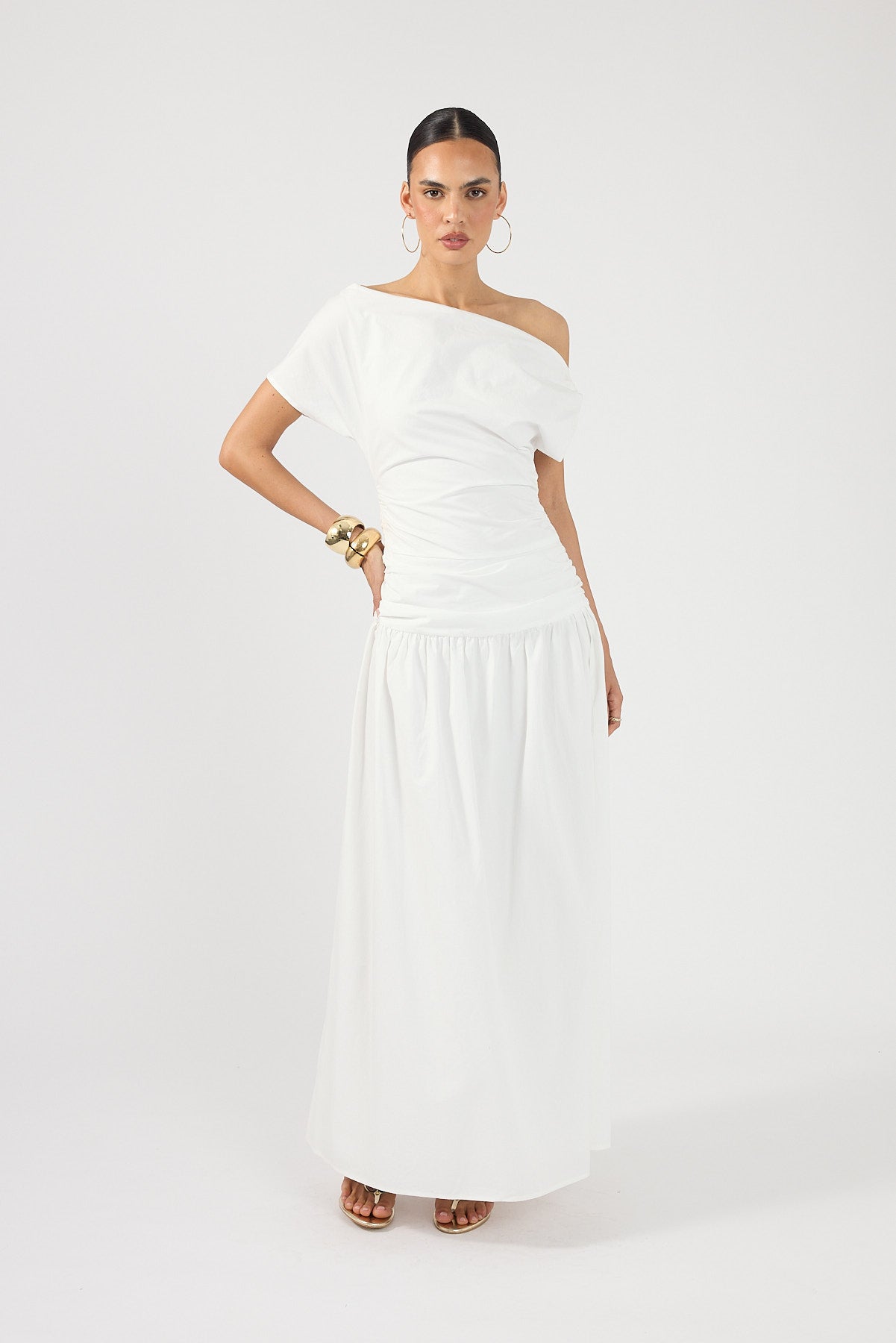 Perfect Stranger Fleur Gathered Maxi Dress White