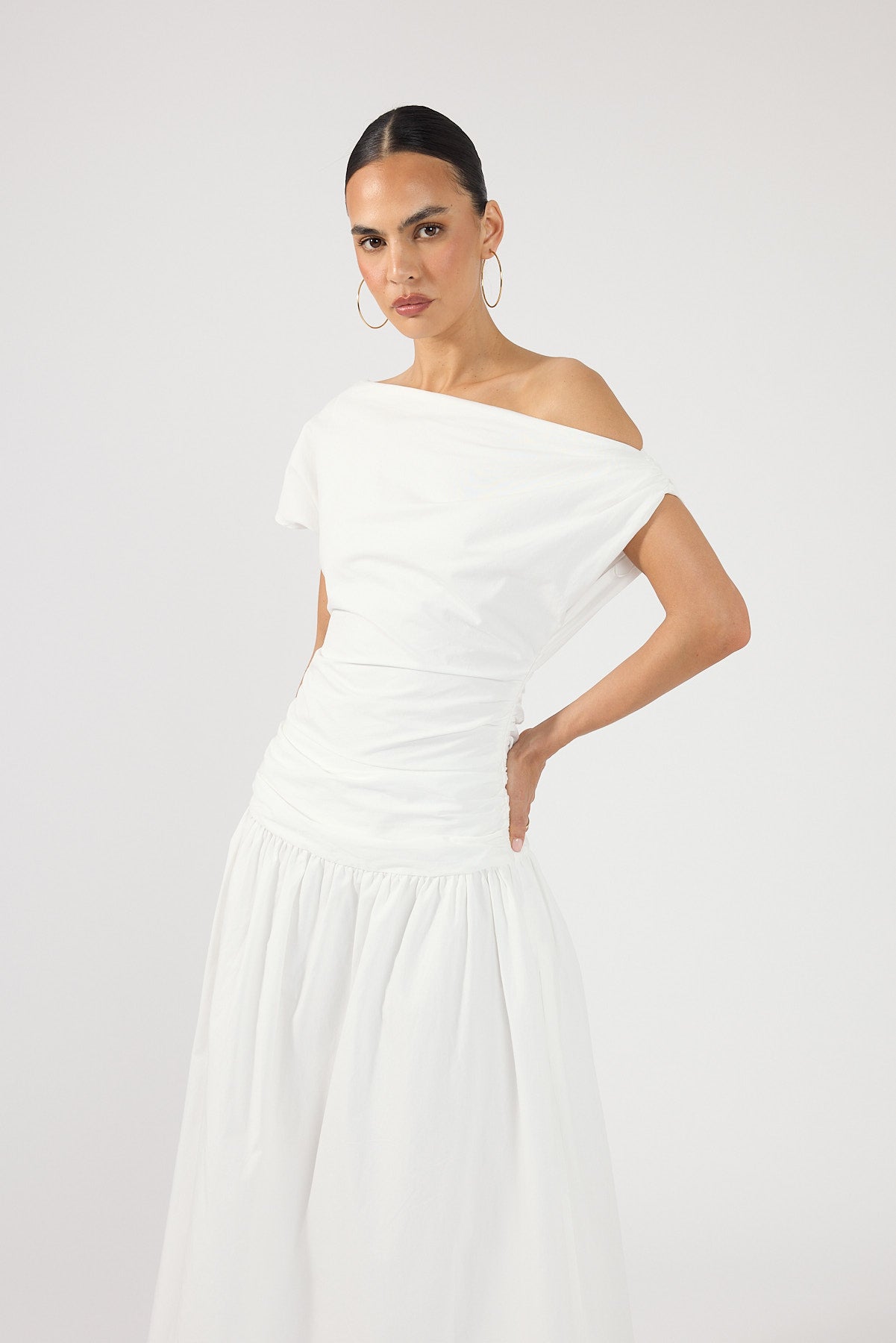 Perfect Stranger Fleur Gathered Maxi Dress White