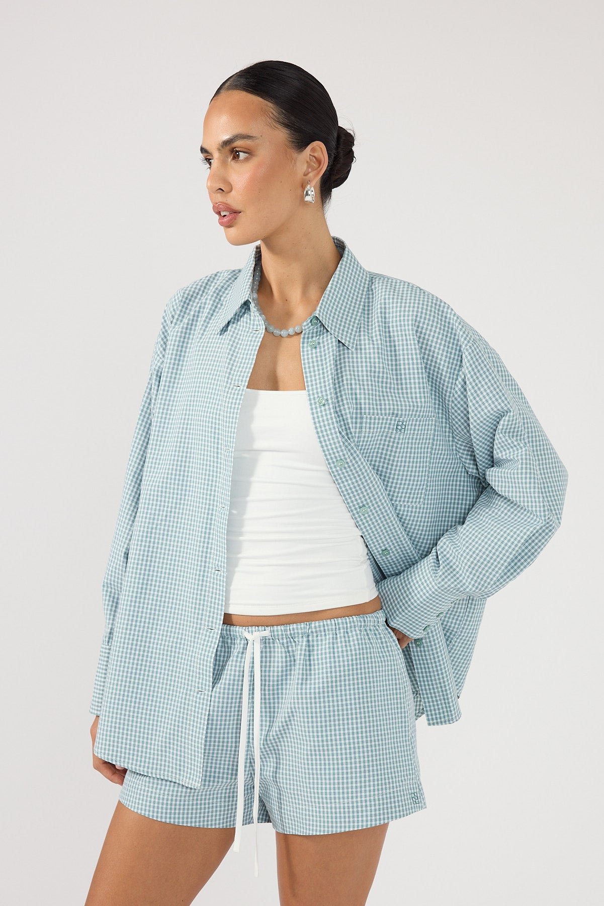 Perfect Stranger Cora Check Shorts Green Check