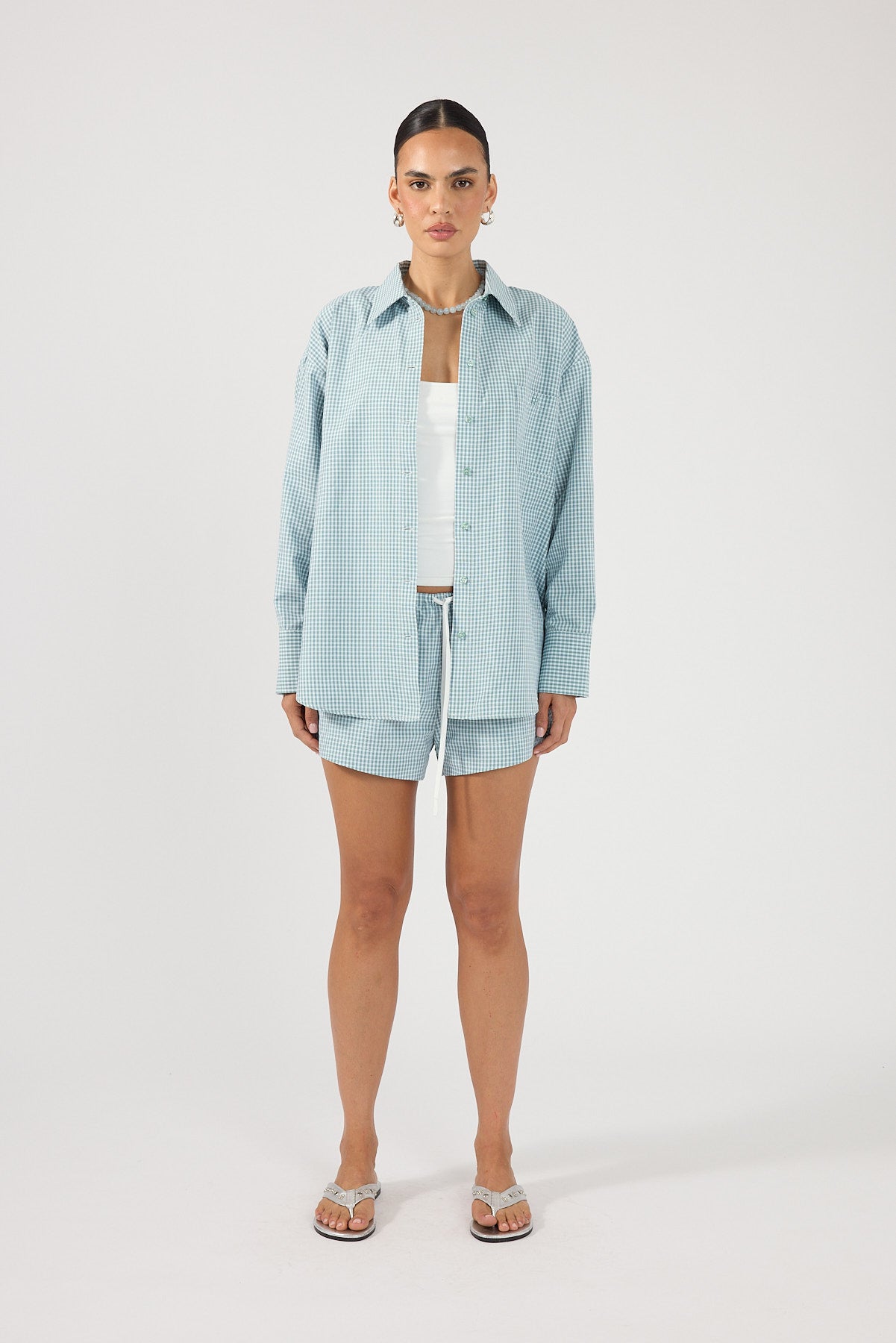 Perfect Stranger Cora Check Shorts Green Check