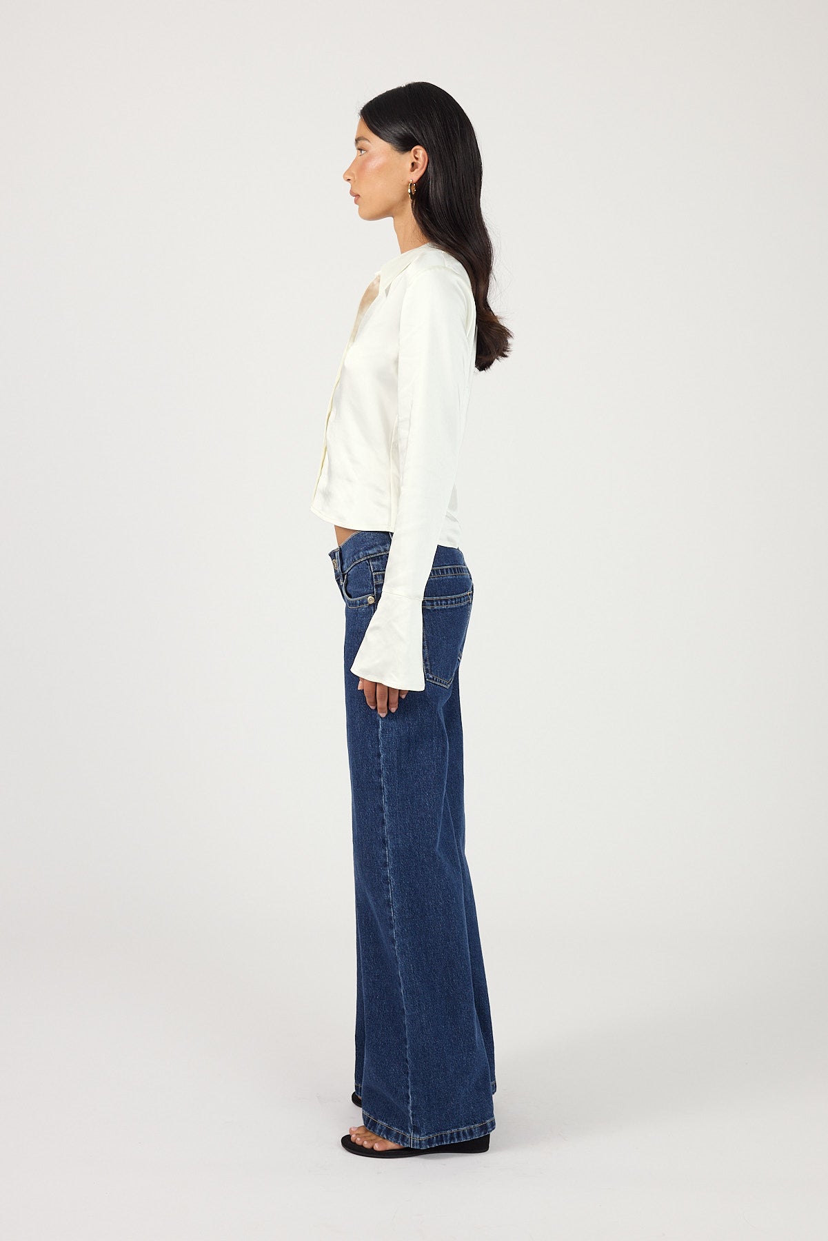 Perfect Stranger Matilda Fitted Satin Shirt Cream