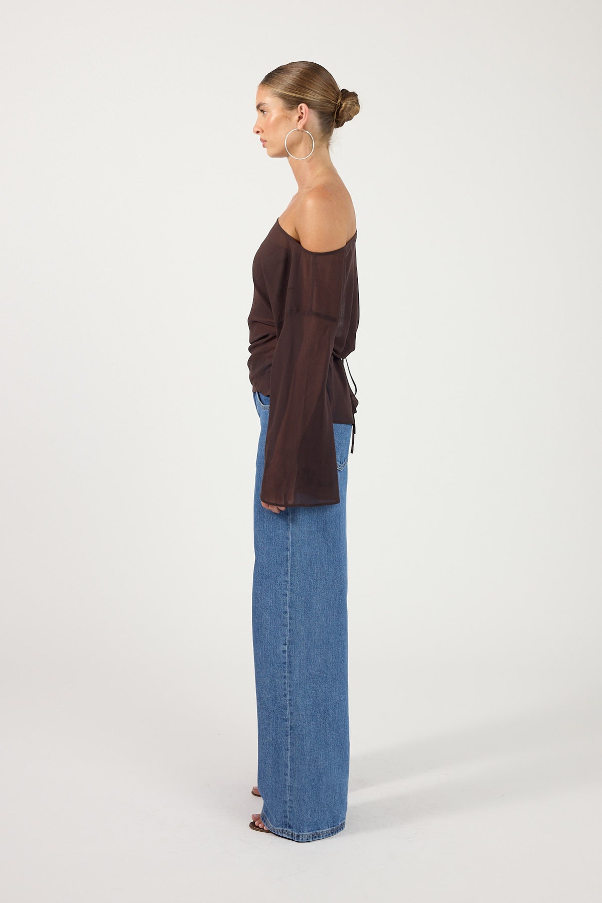 Perfect Stranger Cannes Sheer Long Sleeve Top Brown