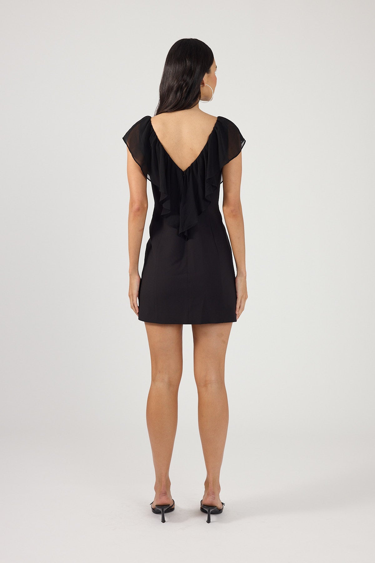 Perfect Stranger Arlo Chiffon V Neck Mini Dress Black