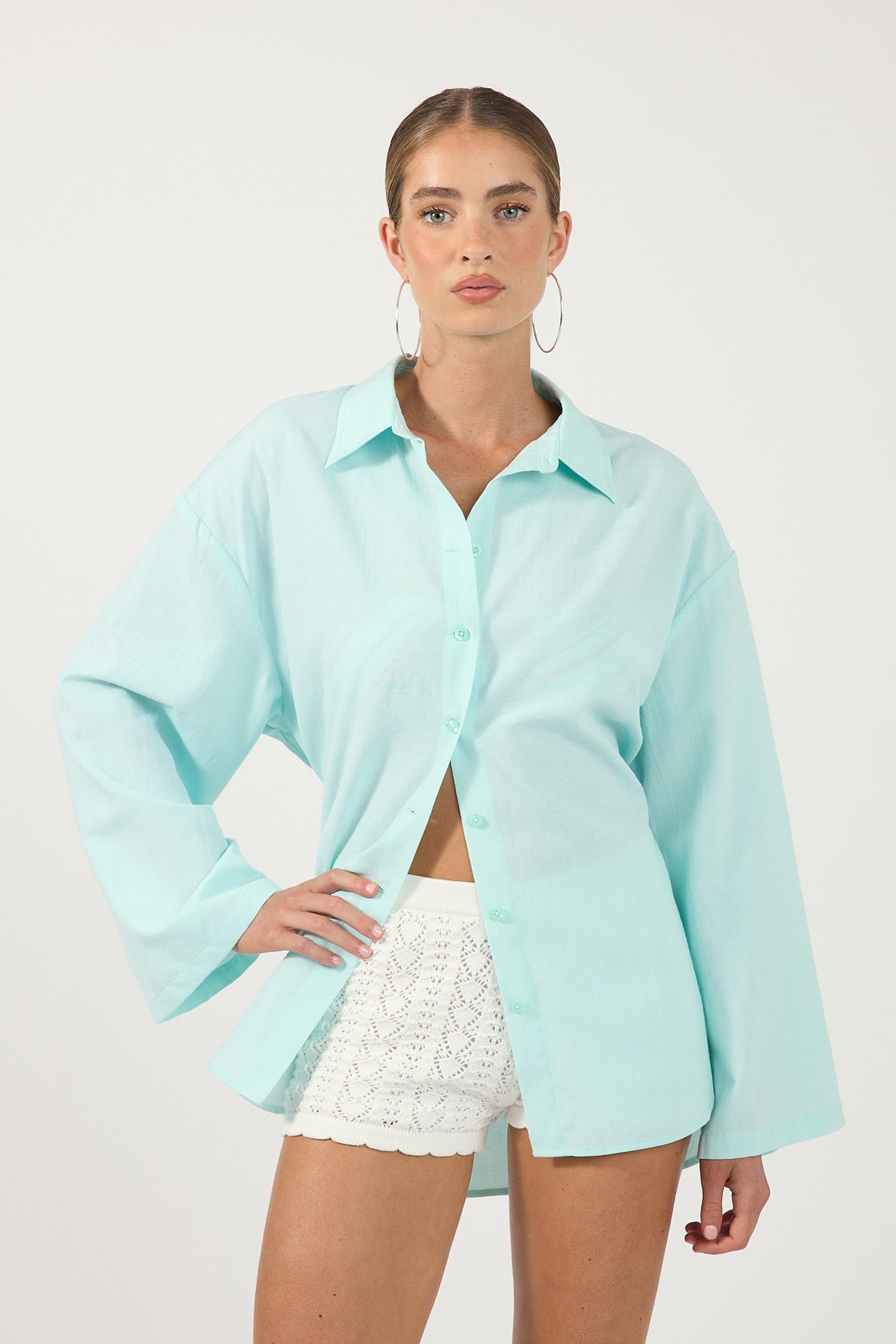 Perfect Stranger Jones Oversized Shirt Blue