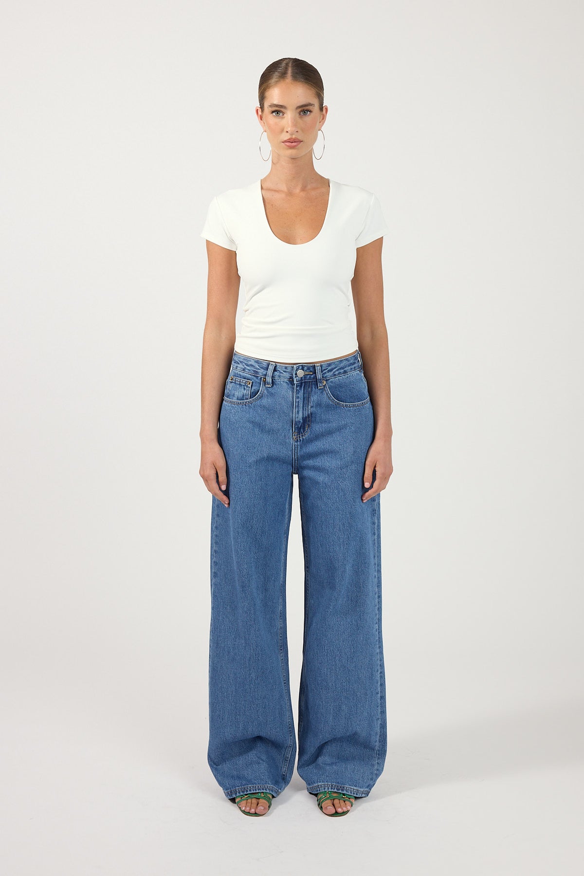 Perfect Stranger Ollie Scoop Neck T-Shirt White