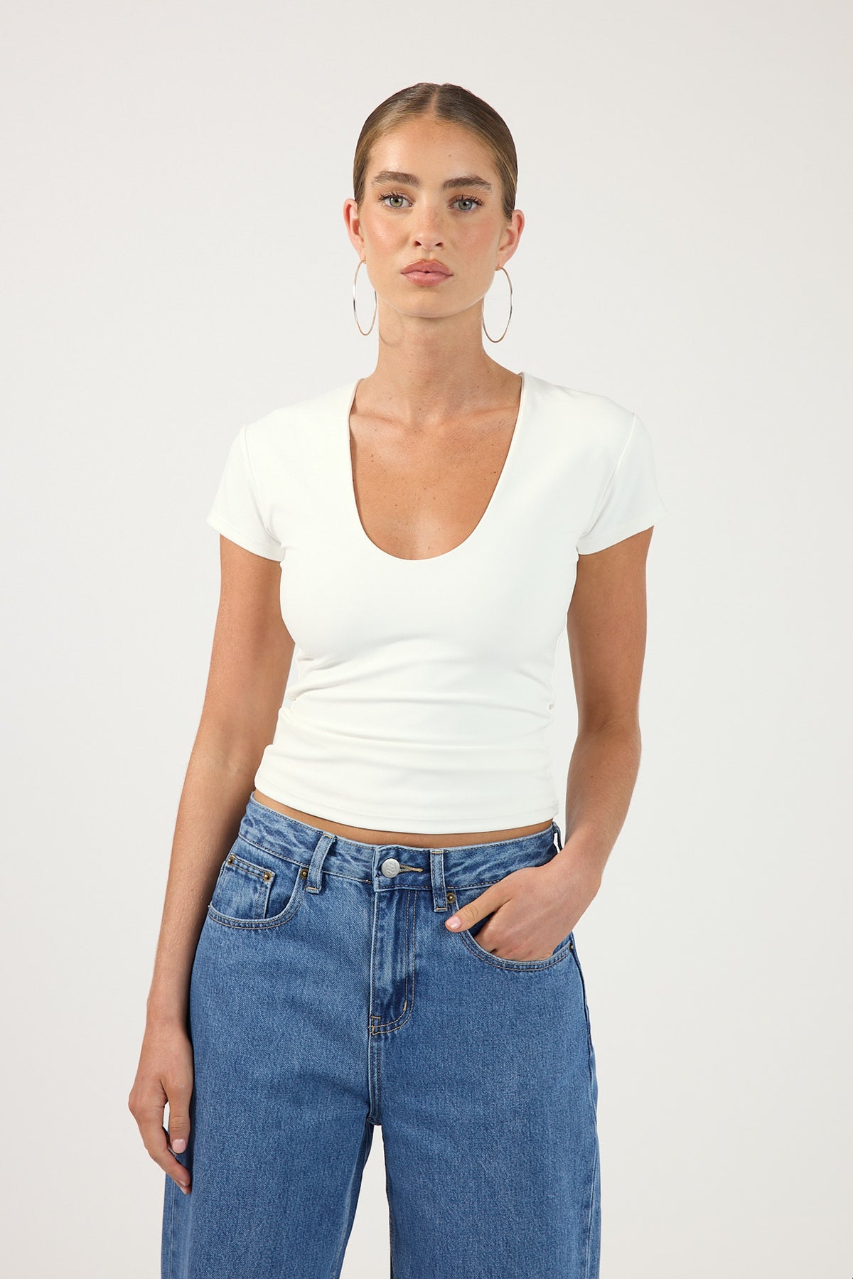 Perfect Stranger Ollie Scoop Neck T-Shirt White